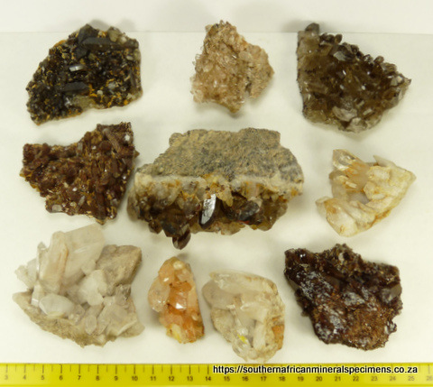 Ten quartz specimens from the Northern and Western Cape SA
