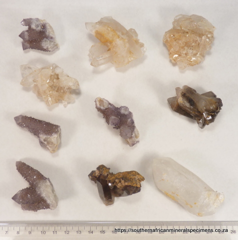 10 quartz specimens from 3 defferent locations