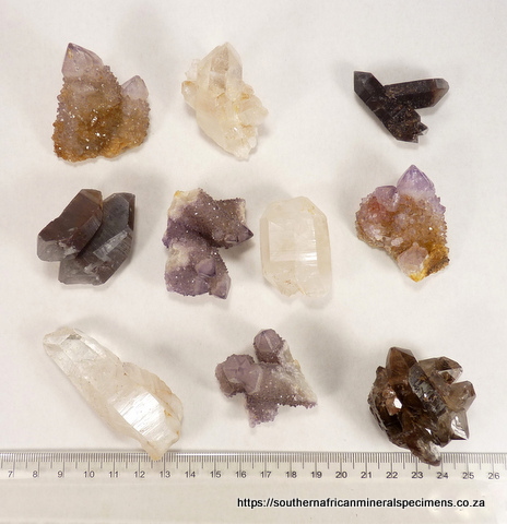10 quartz specimens from 3 different locations