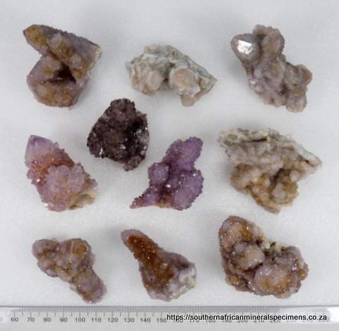 10 cactus quartz crystal specimens