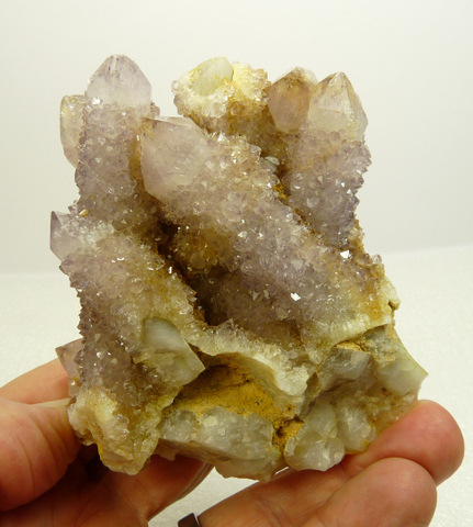 Light amethyst cactus quartz crystals on matrix
