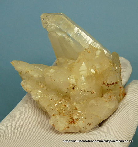 Quartz crystal group with the largest crystal being double terminated