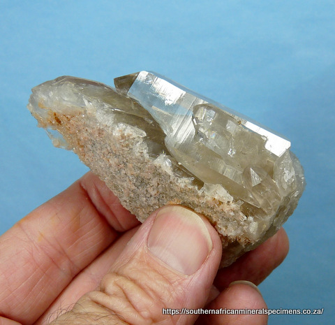 Chubby, light smoky, semi-transparent quartz crystal